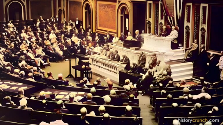 Woodrow Wilson asking Congress to declare war on Germany, April 2nd, 1917. (Colorized by historycrunch.com)