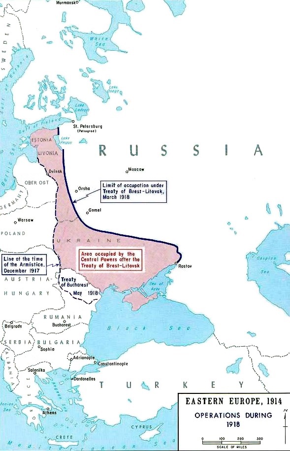 Map of the Treaty of Brest-Litovsk