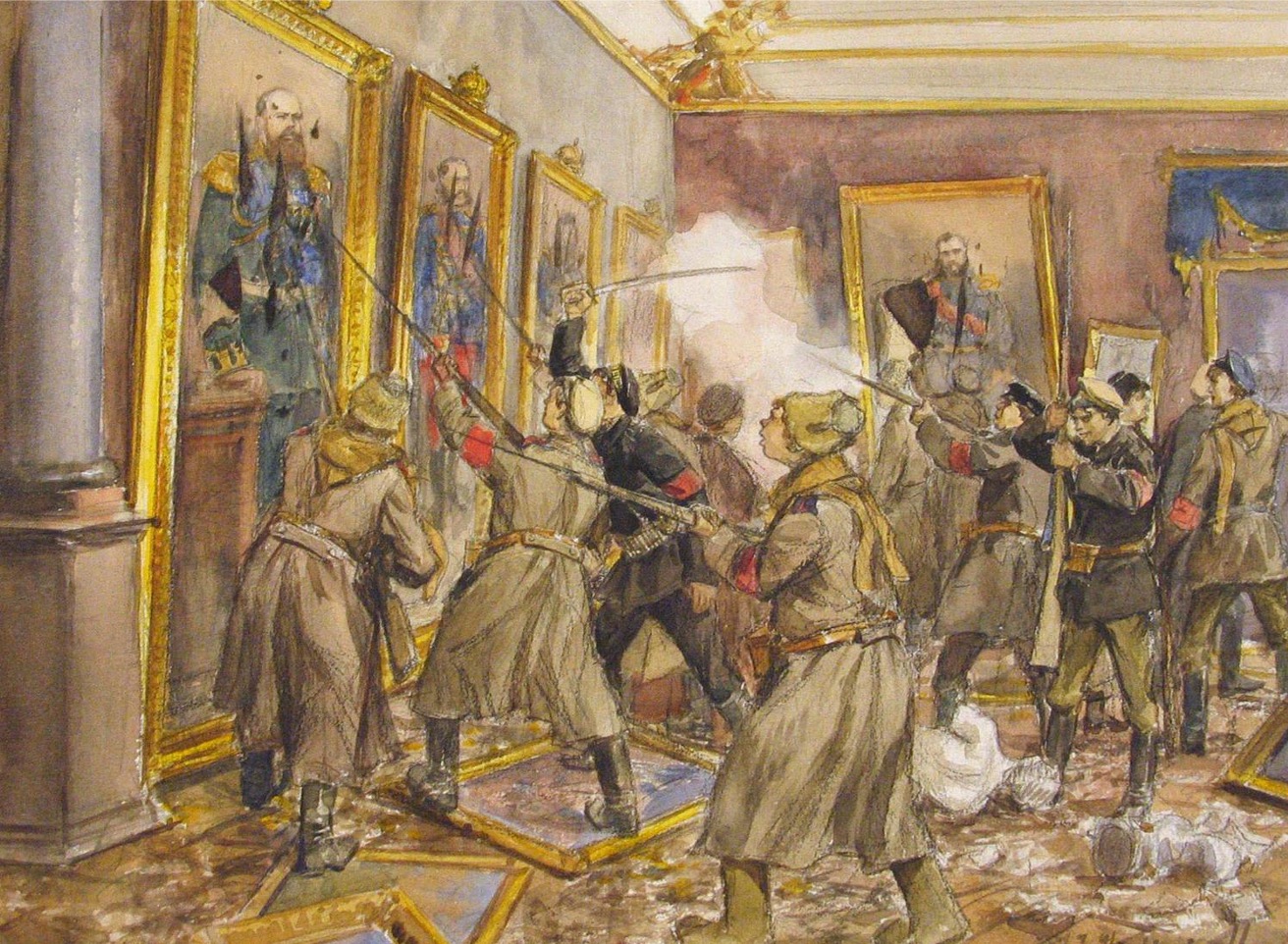 'The Pogrom in the Winter Palace' by Ivan Vladimirov. (1917)