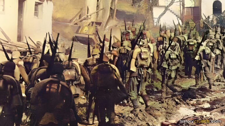 German soldiers during the Battle of Tannenberg in World War I. (Colorized by historycrunch.com)