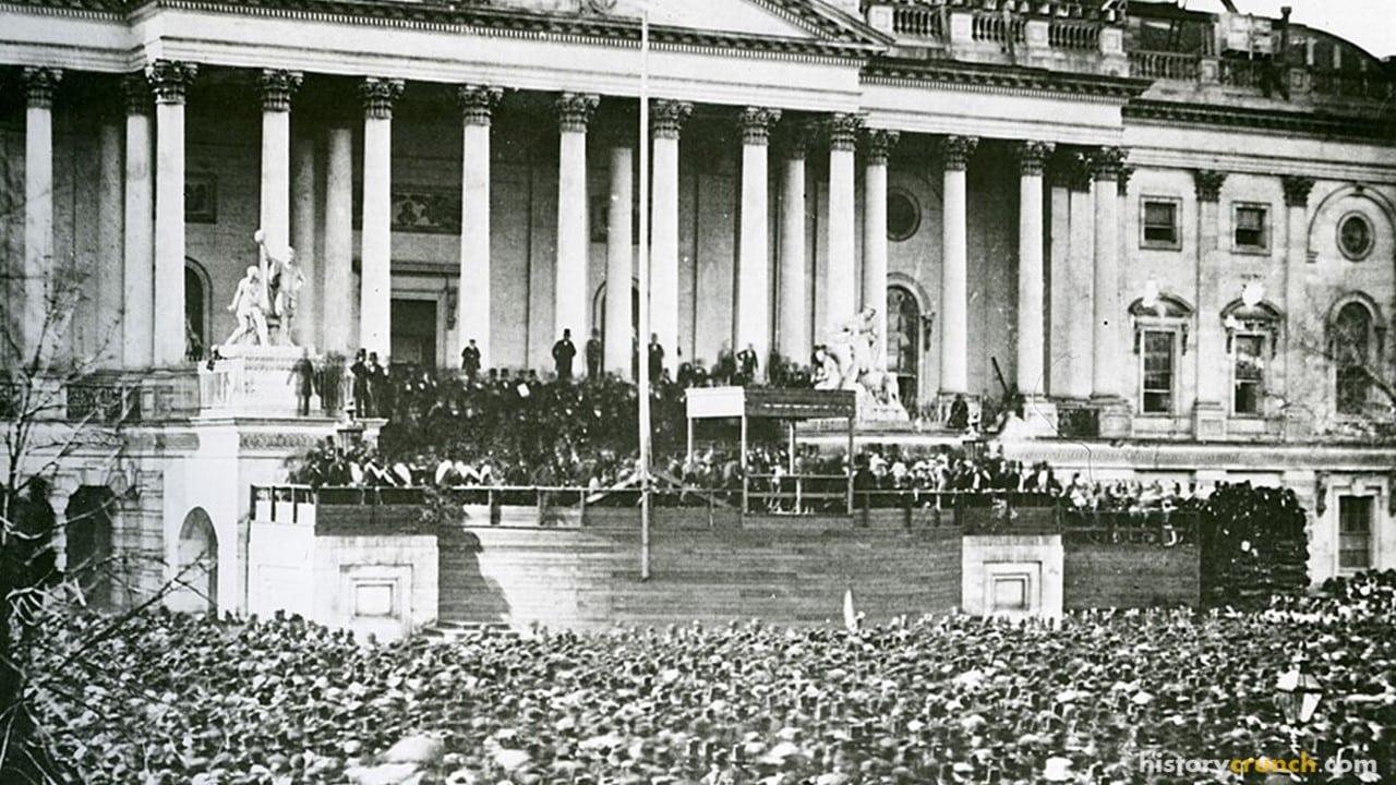 The first inauguration of President Abraham Lincoln at the United States Capitol. (March 4th, 1861)