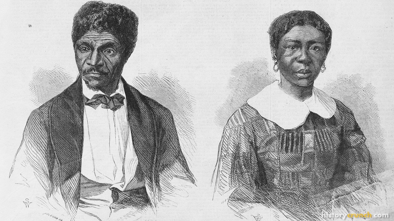 Dred Scott and Harriet Scott wood engravings by John H. Fitzgibbon. (1857)