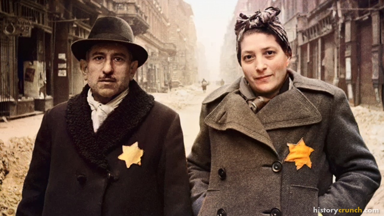 Jewish people during the events of the Holocaust. (Colorized by historycrunch.com)