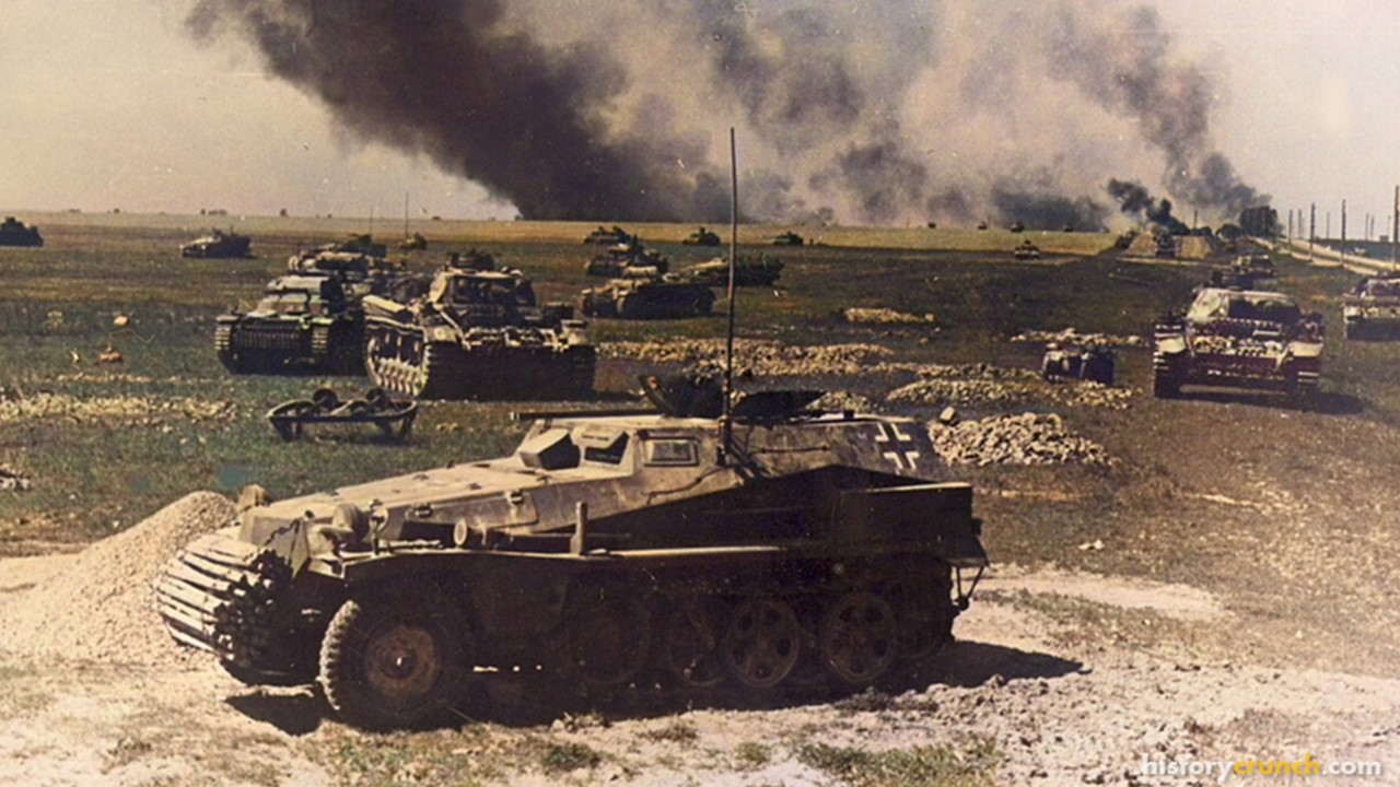 Nazi German mechanized forces during the events of Operation Barbarossa. (Colorized by historycrunch.com)