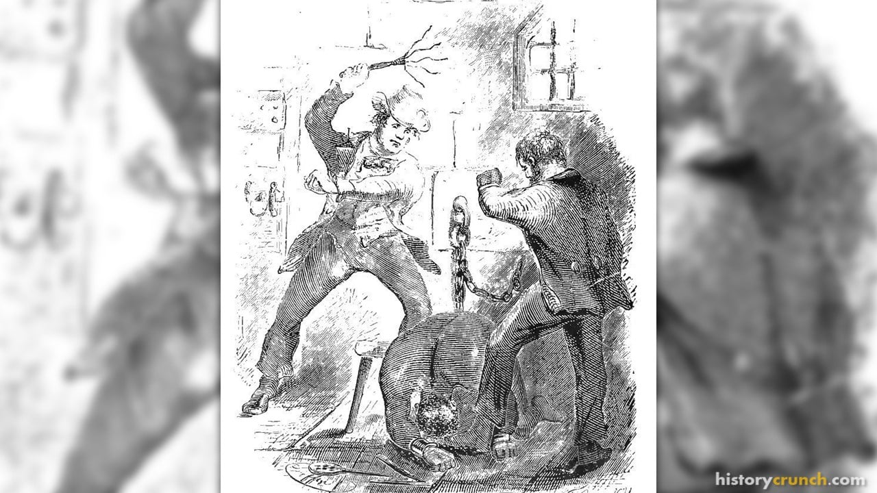 'Scene of the Slave Pen in Washington', which is an illustration from 'Twelve Years A Slave'. (1853)