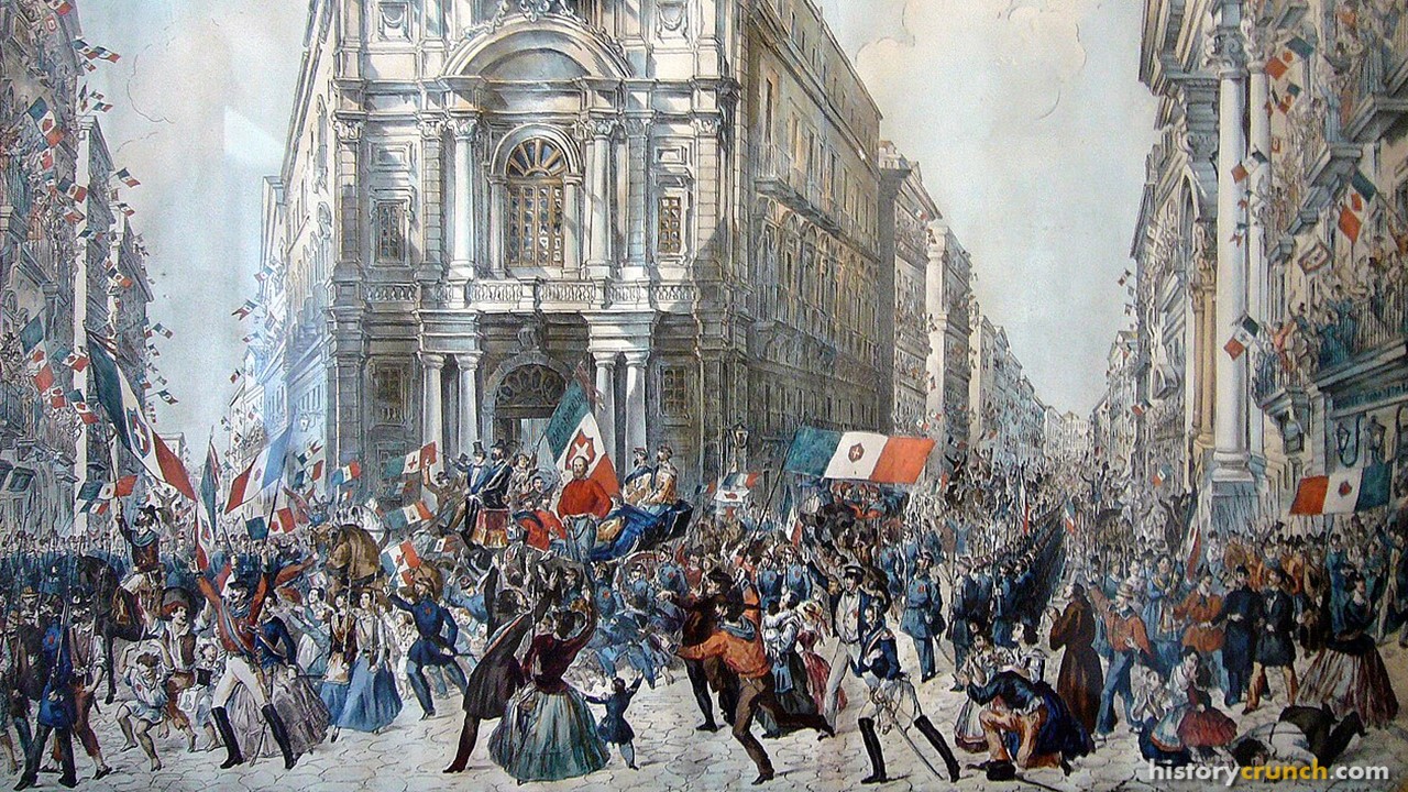 'Entrance of Garibaldi to Naples' by Franz Wenzel Schwarz. (Between 1860 and 1875) Highlights Italian Unification.