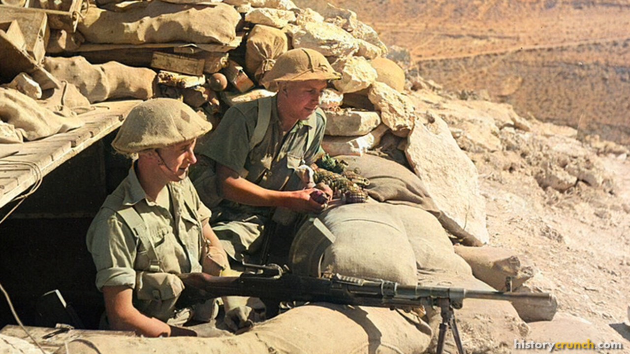British soldiers during the Siege of Tobruk in November of 1941. (Colorized by historycrunch.com)