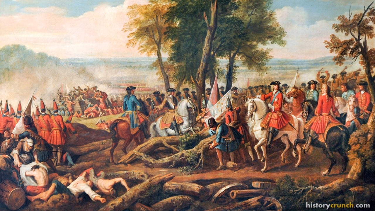 'The Battle of Tanieres (Malplaquet), 1709' by Louis Laguerre (18th century) Showcases the War of the Spanish Succession.