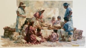 Artistic representation of Aztec Families.