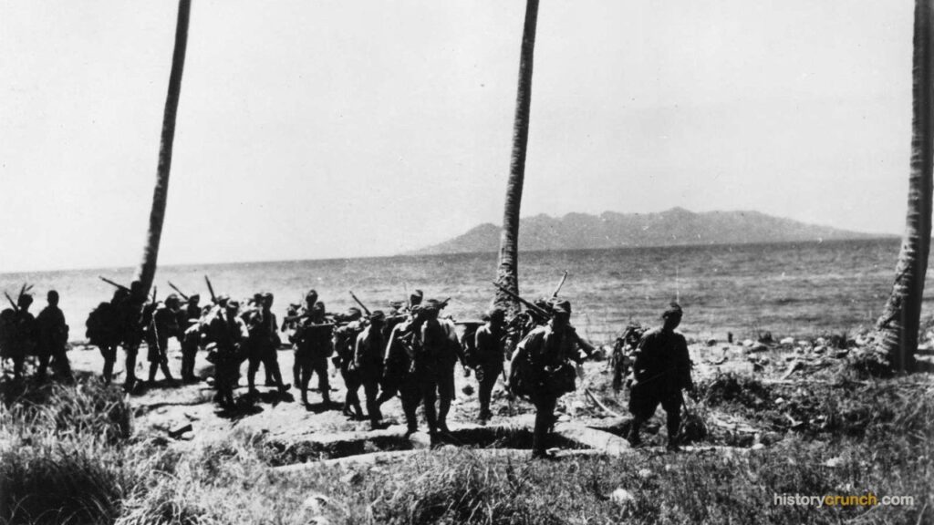 Japanese troops arriving on Guadalcanal.