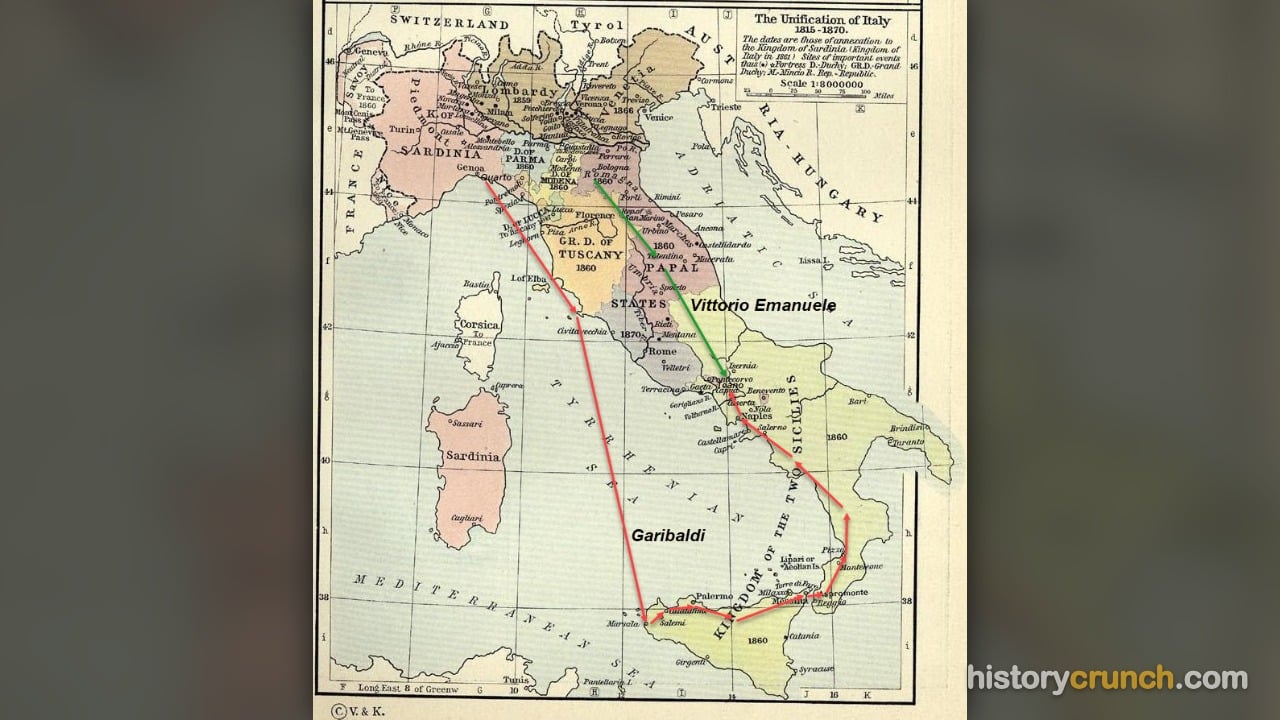 'Unification of Italy 1815-1870' by an unknown artist (1870).