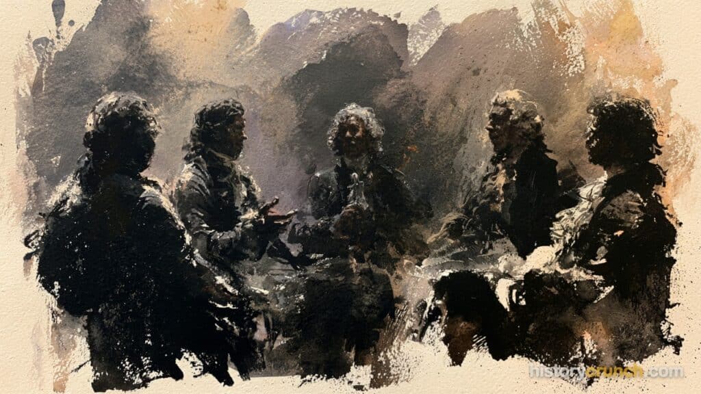 Artistic representation of Enlightenment and Nationalism.