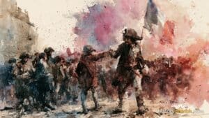 Artistic representation of French Revolution and Democracy.