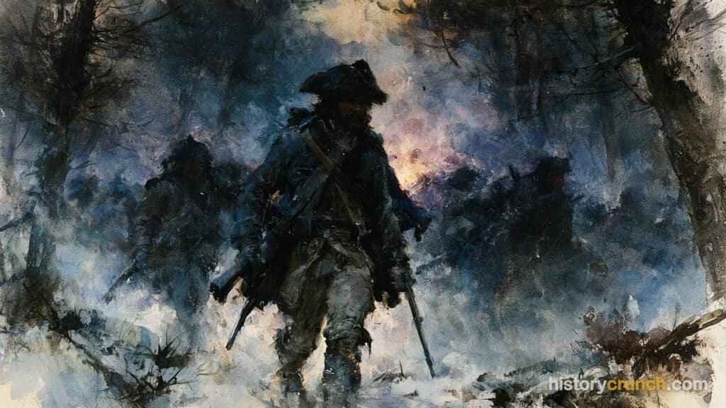 Artistic representation of Guerrilla Warfare in the American Revolution.