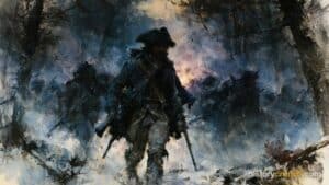 Artistic representation of Guerrilla Warfare in the American Revolution.