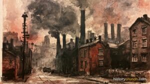 Artistic representation of Industries in the Industrial Revolution.