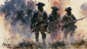 Artistic representation of Loyalist Militia in the American Revolution.