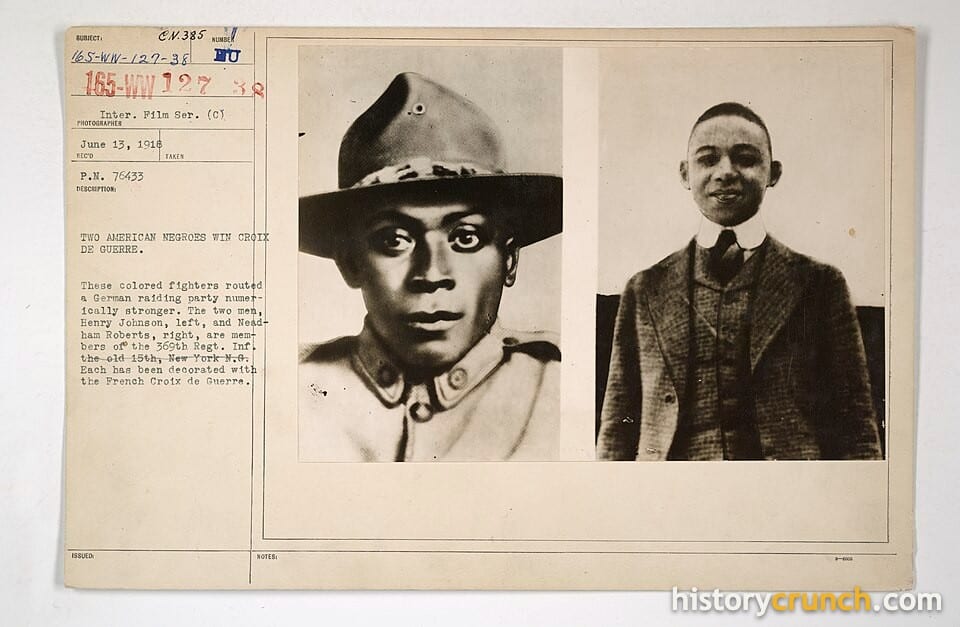 Henry Johnson and Needham Roberts of the 369th Infantry Regiment, who were awarded the French Croix de Guerre in 1918.