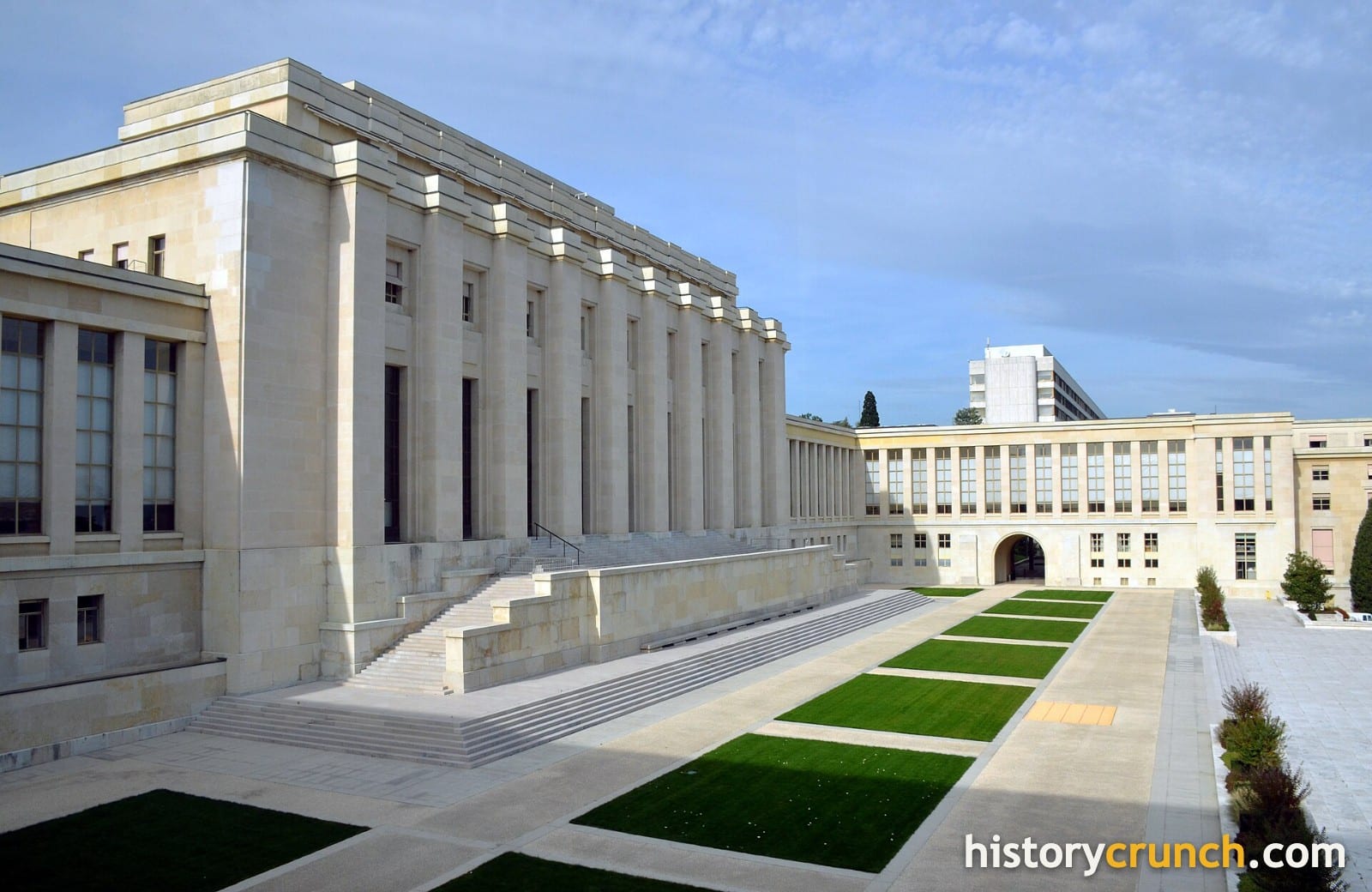 The Palace of Nations in Geneva, built for the League of Nations, later became the United Nations Office at Geneva.