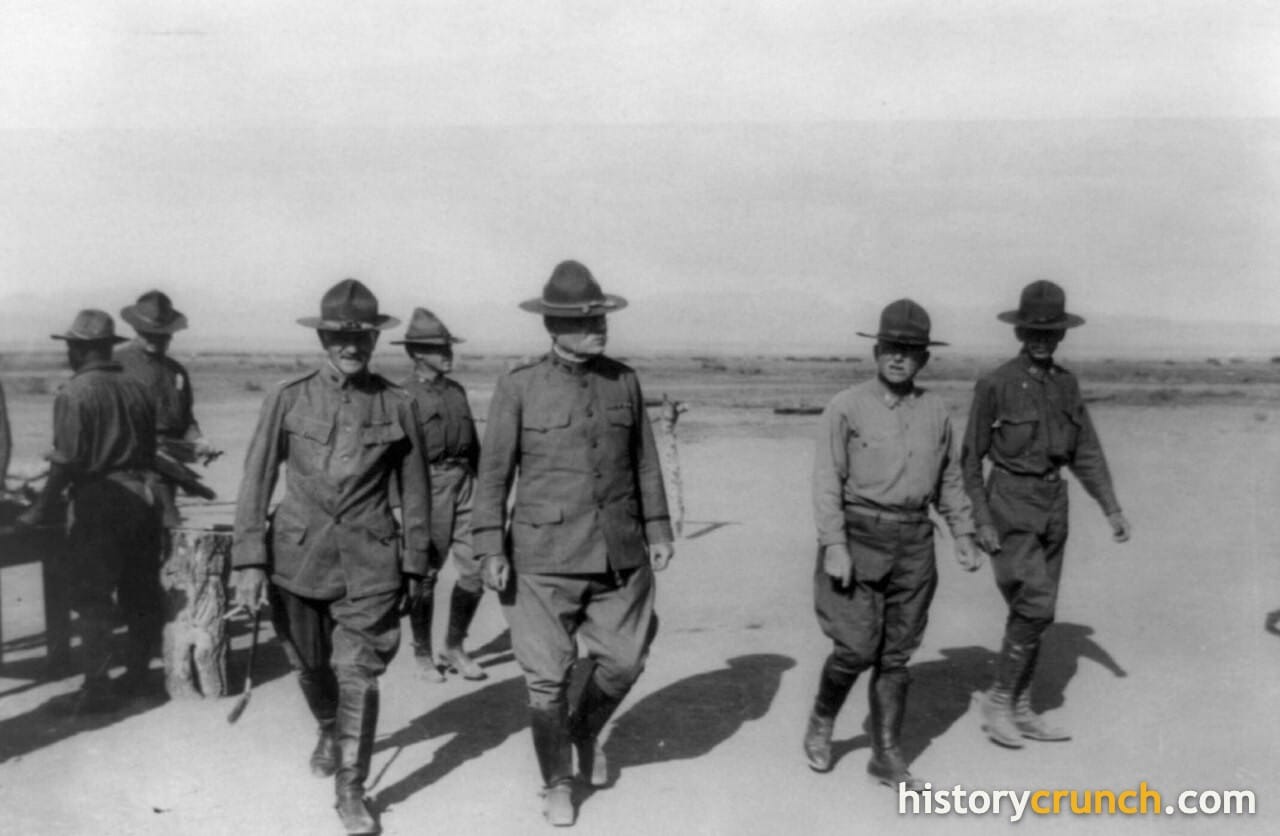 General Pershing and General Bliss inspect a camp during the Punitive Expedition, 1916.